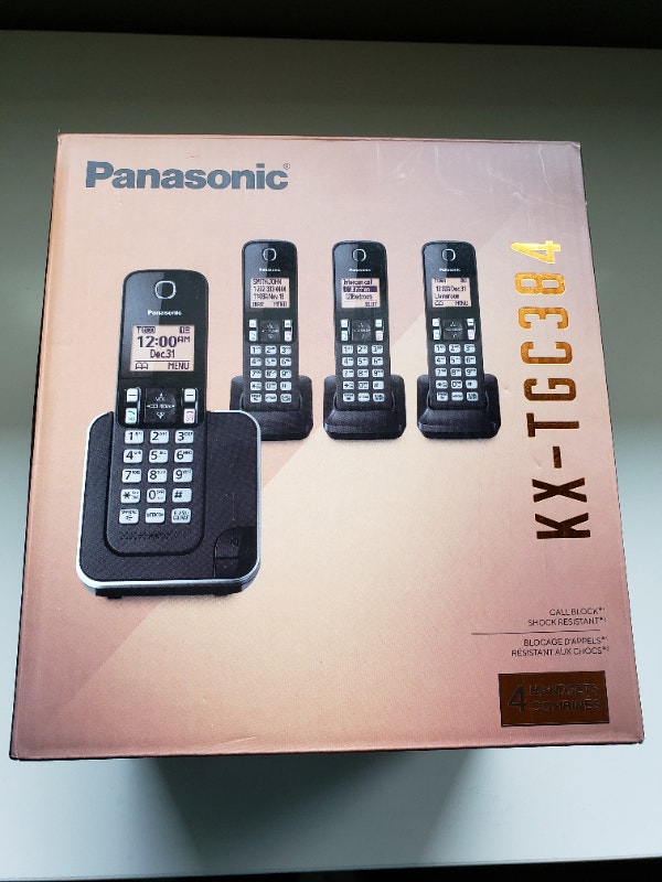Panasonic 4Handset DECT Cordless Phone (KXTGC384B) Black Home