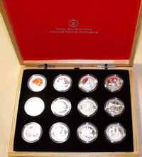RCM O Canada 2013 Complete 12 Silver Coins. Full Set in Case.