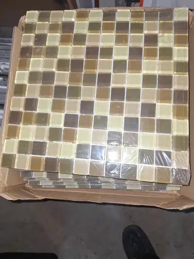 Fourteen glass mosaic tiles 14 sq/ft in total. Bought for a project and went a different route. Aski...