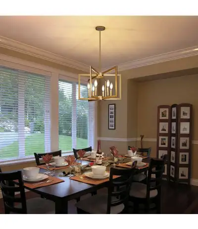 6-Light Gold Pendant Light, Modern Farmhouse Dining Room Light, View more