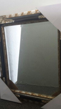 Encadrement Antique Noir /Argent en bois-Miroir biseauté 16x20''