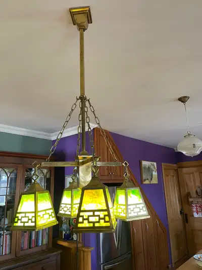 Mission 4-light brass ceiling fixture, View more