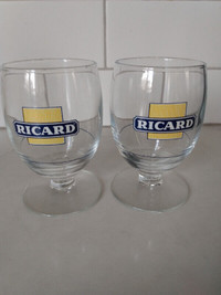 Pair of French Bistro Pastis Glasses with Ricard logo