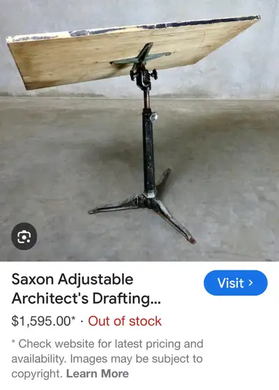 Antique drawing table, sold for over $1500 at auction. Wooden top is not exactly like the picture. T...