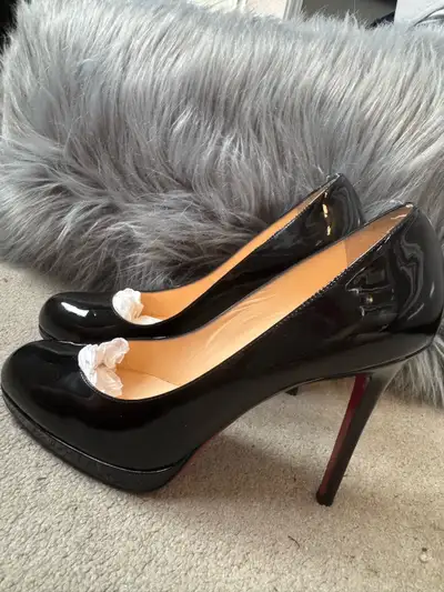 Authentic Christian Louboutin Bianca BlackPatent Platform Stilet, View more