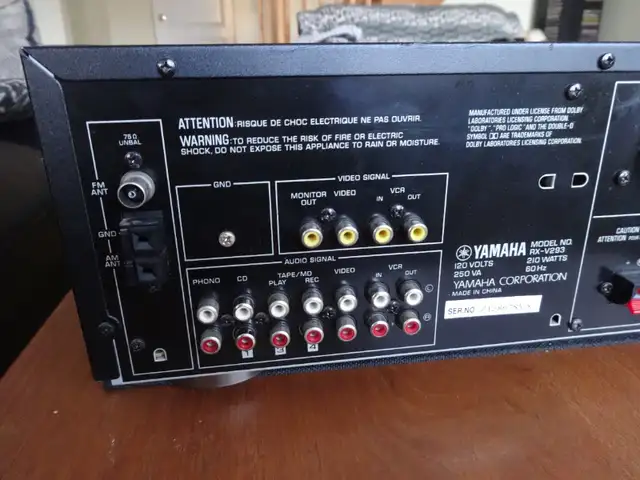 Yamaha RX-V293/5.1 Channel/Pro-Logic/190 Watt/ Natural Sound in Stereo Systems & Home Theatre in Markham / York Region - Image 6
