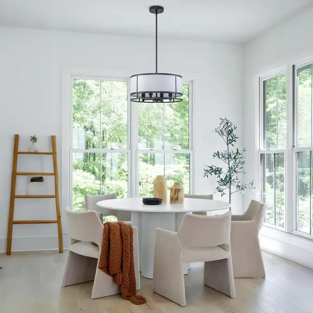 15.7" Modern Drum Chandelier for Dining Room, Kitchen, Entryway, in Indoor Lighting & Fans in Oshawa / Durham Region - Image 7