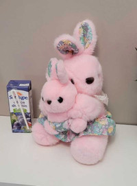 Vintage plush matching mommy and baby bunnyBest made Toys