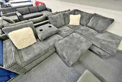Modern Corduroy Sectional Sofa, Brand New + Free Delivery , View more