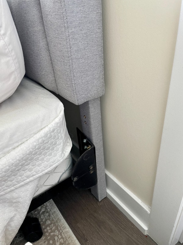 Grey upholstered double bed headboard Beds & Mattresses City of