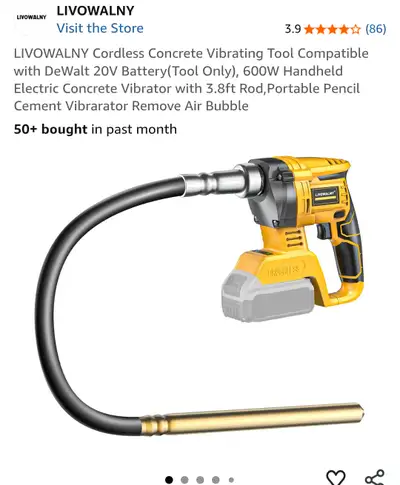 Cordless Concrete Vibrating Tool works with DeWalt batteries, ba, View more