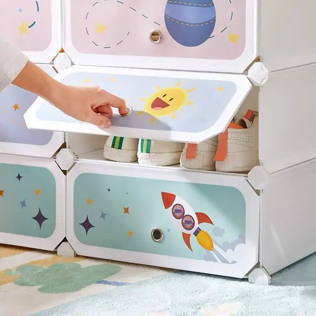 Kids' Shoe Rack with Doors, 6-Slot Stackable Storage Organizer,  in Storage & Organization in Markham / York Region - Image 6