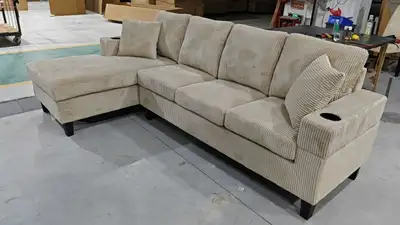 4 Seater Thin Corduroy Sectional Sofa with Cushions Buy It , View more