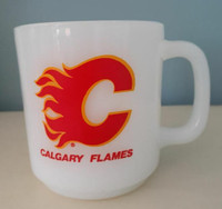 NHL Vintage Calgary Flames GlasBake Milk Glass Mug