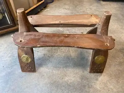Vintage Egyptian, North Africa camel saddle shape stool. Traditionally used to ride camels in the de...