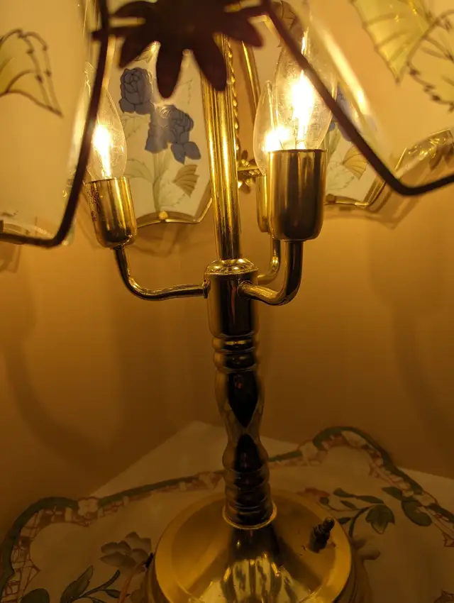 Butterfly and Flowers Lamp 23 Tall 6 Glass Panels in Home Décor & Accents in Edmonton - Image 6