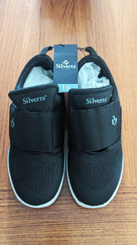Silverts Womens Wide Lightweight Walking Shoes Black - Size 10