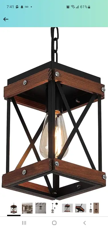 Rustic Farmhouse Pendant Light, Wood & Metal Cage. Vintage Style in Indoor Lighting & Fans in City of Toronto - Image 4