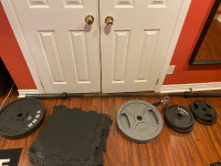 Barbell, Weights, Rubber flooring, squat rack
