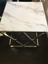 Marble and chrome end table