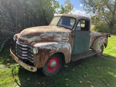 1951 Chevy short box pickup No motor or tranny Very solid truck What do you see in the pictures is a...