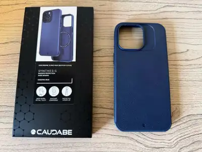Selling a barely used Caudabe Synthesis case for the iPhone 15 Pro Max in celestial blue. Very prote...