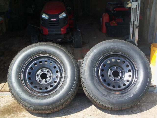 2 New Goodyear Summer Tires mounted on steel GM rims in Tires & Rims in Charlottetown