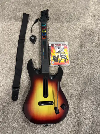 PlayStation 3 wireless guitar hero guitar with dongle and game everything is tested and working $120...