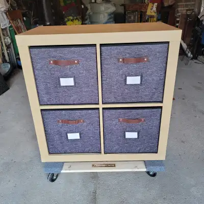 IKEA Kallax 4-Unit Shelf w/ Storage Cubes 31"X31" White Stained, View more