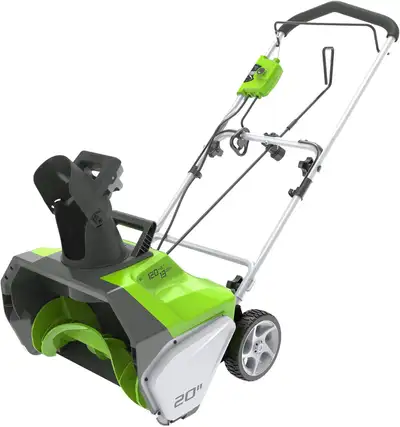 20” greenworks snowblower used twice, View more