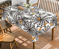 Halloween Tablecloth 60x104 Inch Rectangular - spiderweb pattern