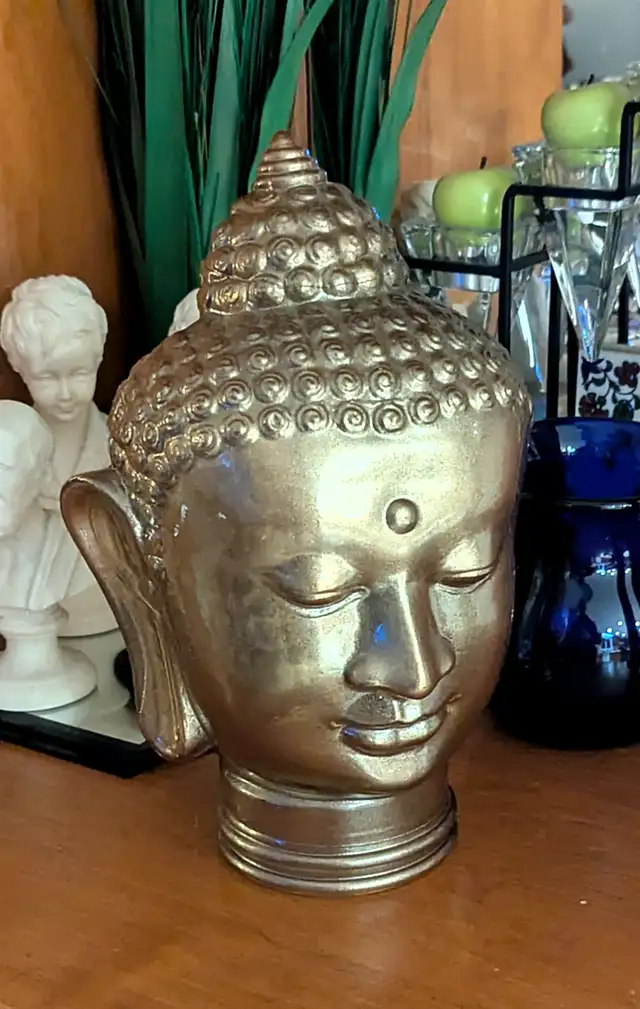 GLASS Buddha Head Sculpture Taupe/gold Pier 1 Imports632345261282591220