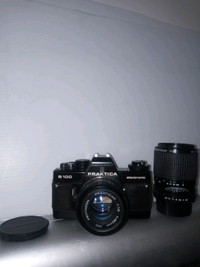 Praktica B100 Electronic SLR 35mm Film Camera W/50 &135mm Lenses