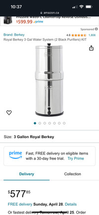 Berkey water system with filters/ système filtration d’eau 