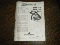 McCulloch Mac110, 120 Chain Saw Parts List Manual October 1978