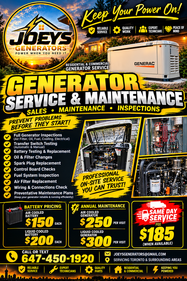 Generator Maintenance, Service & Repair