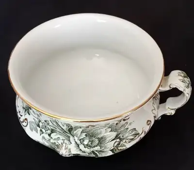 Fine Antique Semi-China Dunn Bennett Excelsior Peony Chamber Pot, View more