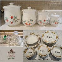 Canister Set, Ridgeway Dishes & Misc Glassware