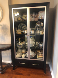 Modern china cabinet with glass doors 
