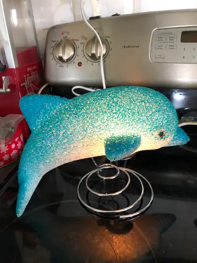 Vtg Melted Popcorn Plastic Dolphin Night Light, View more
