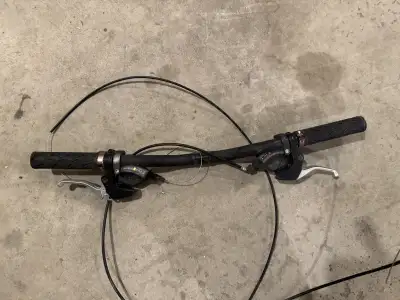 Set of Mountain Bike Handlebars with Brakes and Gear Shifters attached ( 8X 3 ). Plus a set of Speci...