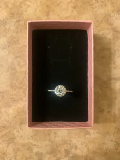 Silver 1CT Moissanite Halo Ring – Adjustable, View more