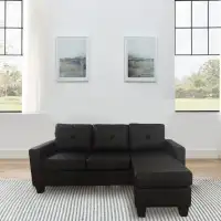Brand New Modern Living Room L-Shaped Sofa with Chaise Black
