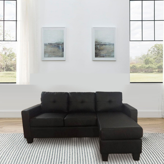 Brand New Modern Living Room L-Shaped Sofa with Chaise Black in Couches & Futons in Renfrew