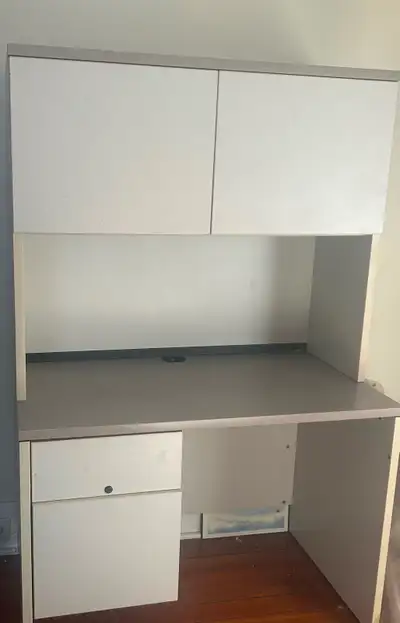 Solid desk with hutch, View more