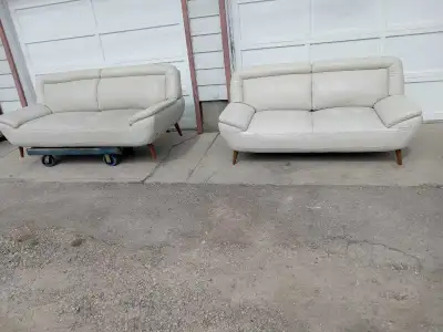 2 MATCHING SOFT LEATHER SOFA, View more