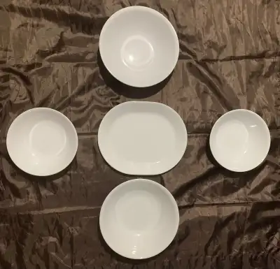 New, Corelle winter frost serving bowls n platter., View more