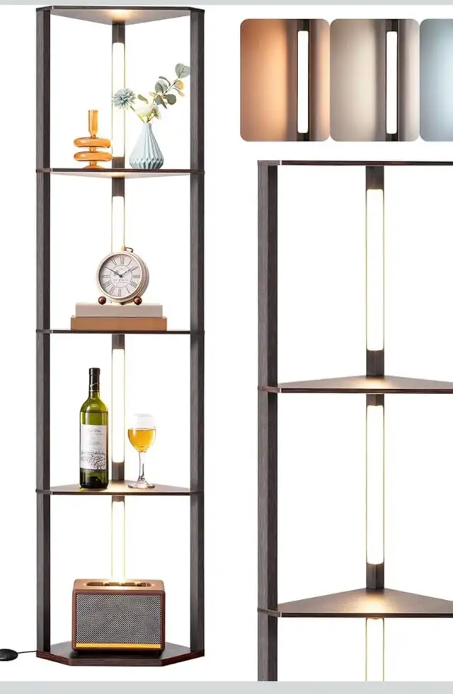 Modern LED Corner Floor Lamp with 4-Tier Shelves in Indoor Lighting & Fans in Oshawa / Durham Region - Image 9
