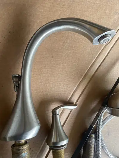 Moen Eva Brushed stainless faucet with shower wand, View more