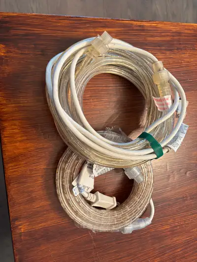 2 LED clear rope lites. Outdoor grade, weatherproof 20’ long with plug-in cord attached. Never used...
